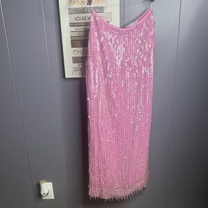 ASOS edition Pink Sequin pencil midi skirt